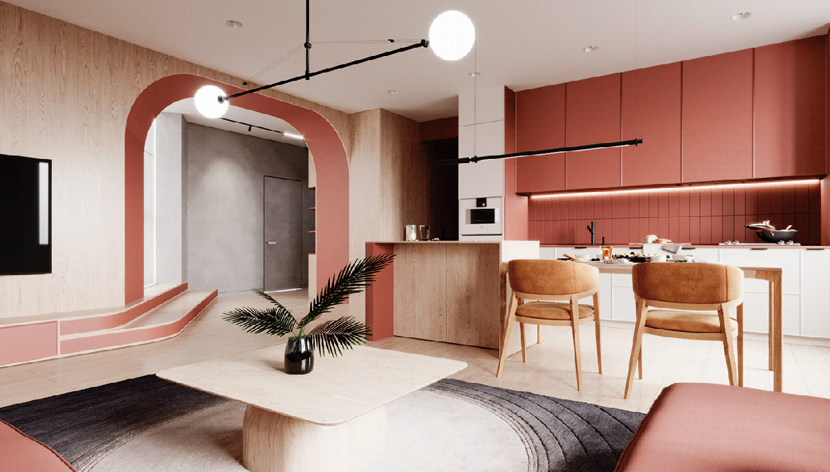 1675502744 114 dva sovremennyh dizayna doma s krasnym oranzhevym i zolotym
