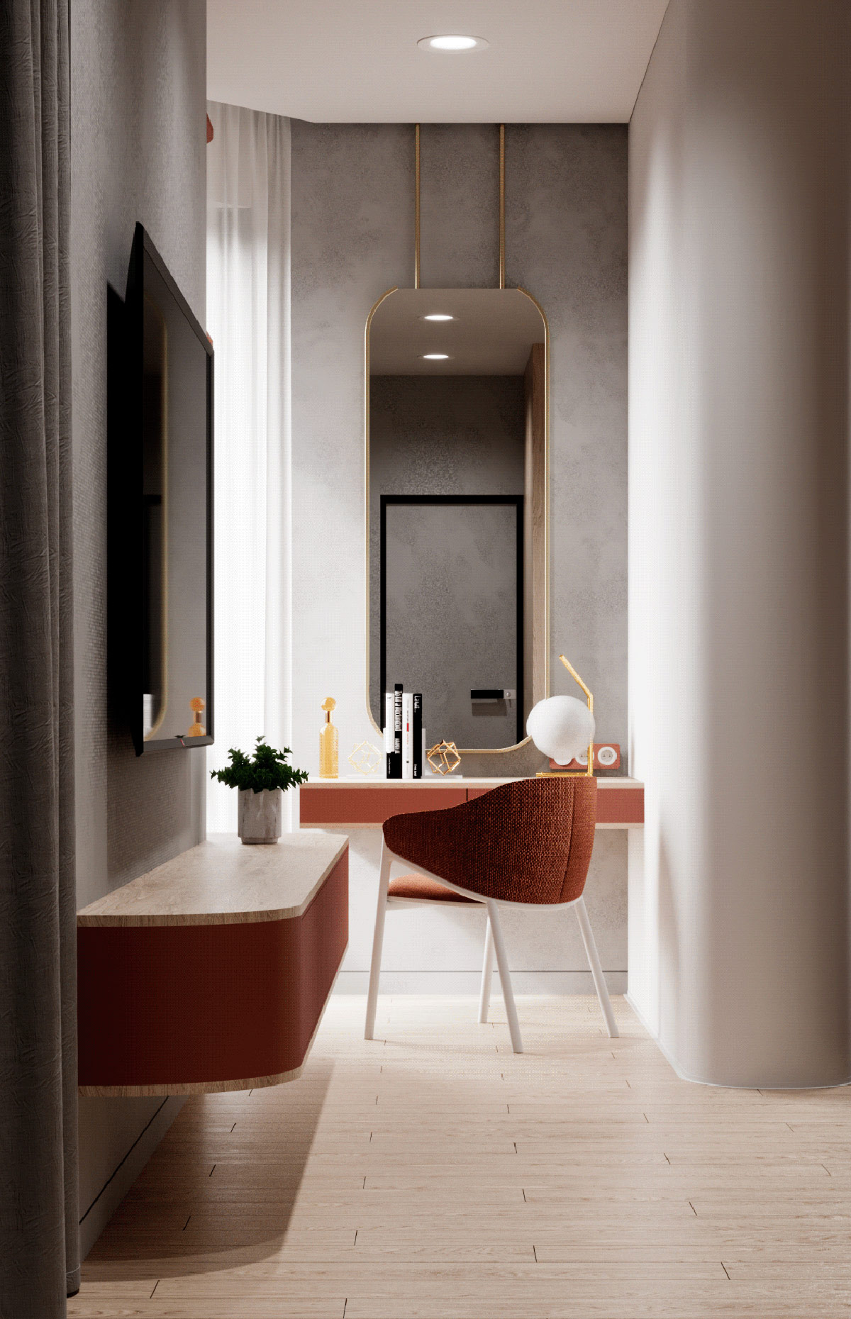 1675502745 360 dva sovremennyh dizayna doma s krasnym oranzhevym i zolotym