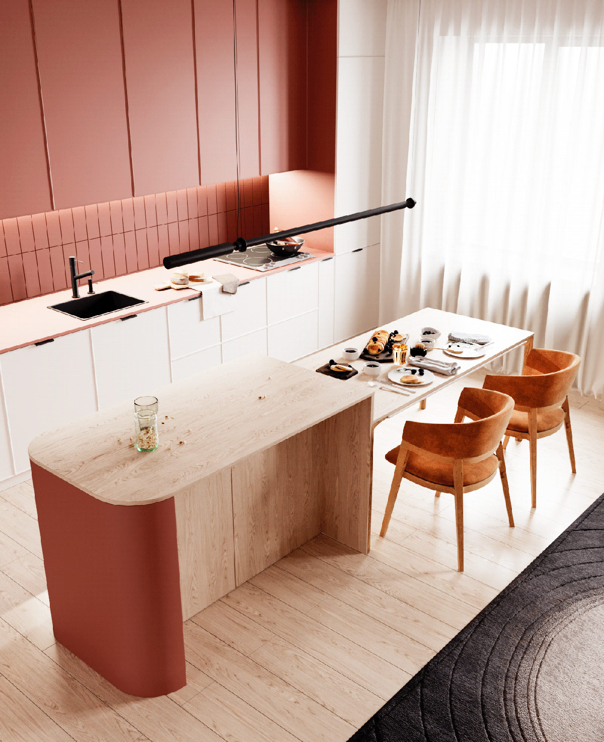 1675502745 892 dva sovremennyh dizayna doma s krasnym oranzhevym i zolotym