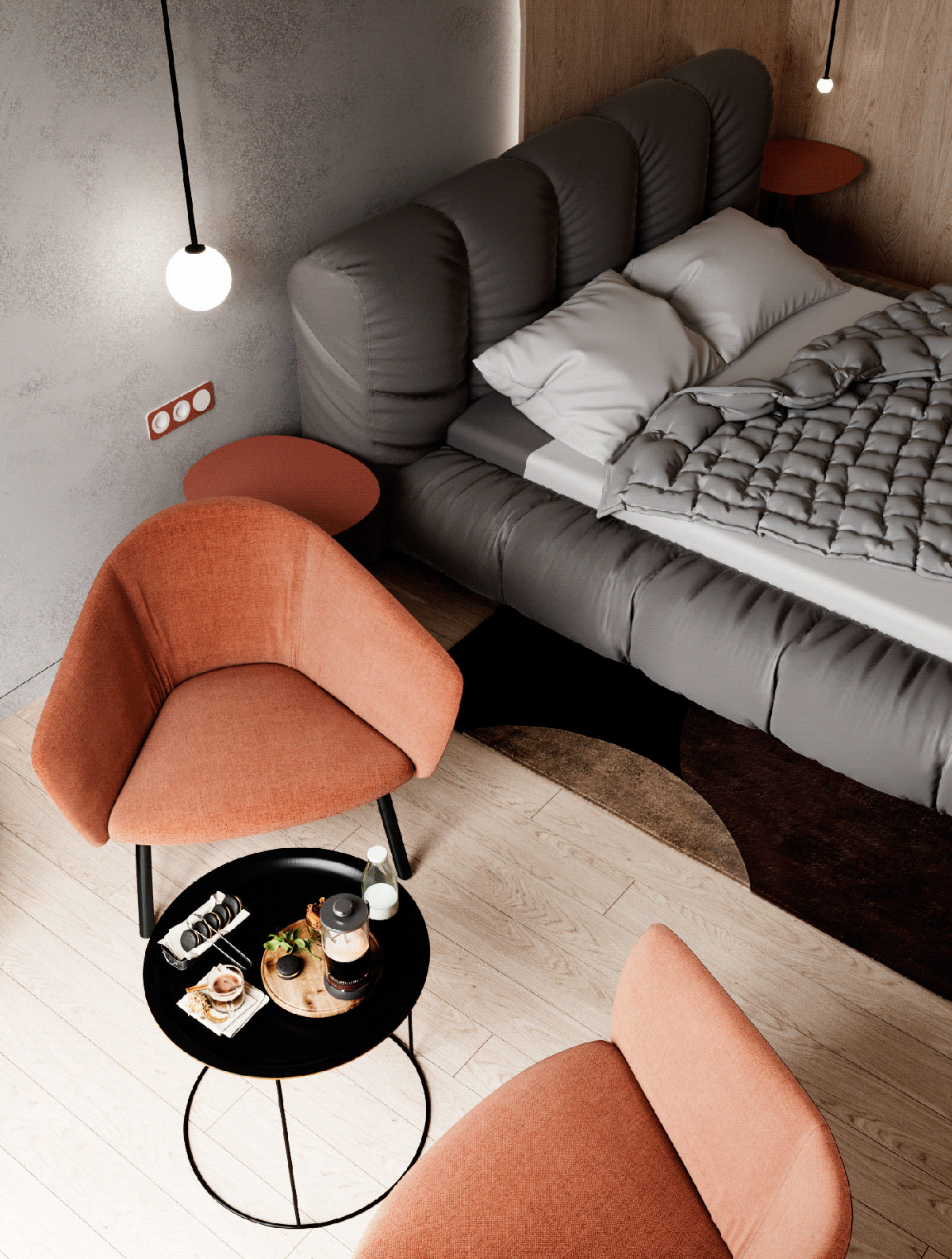 1675502745 912 dva sovremennyh dizayna doma s krasnym oranzhevym i zolotym