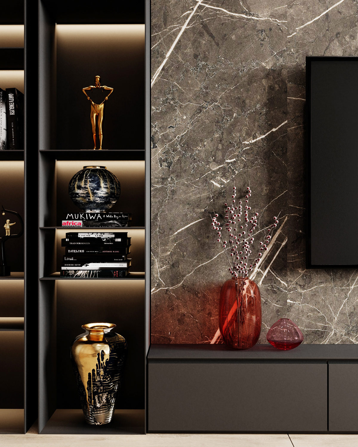 1675502746 213 dva sovremennyh dizayna doma s krasnym oranzhevym i zolotym