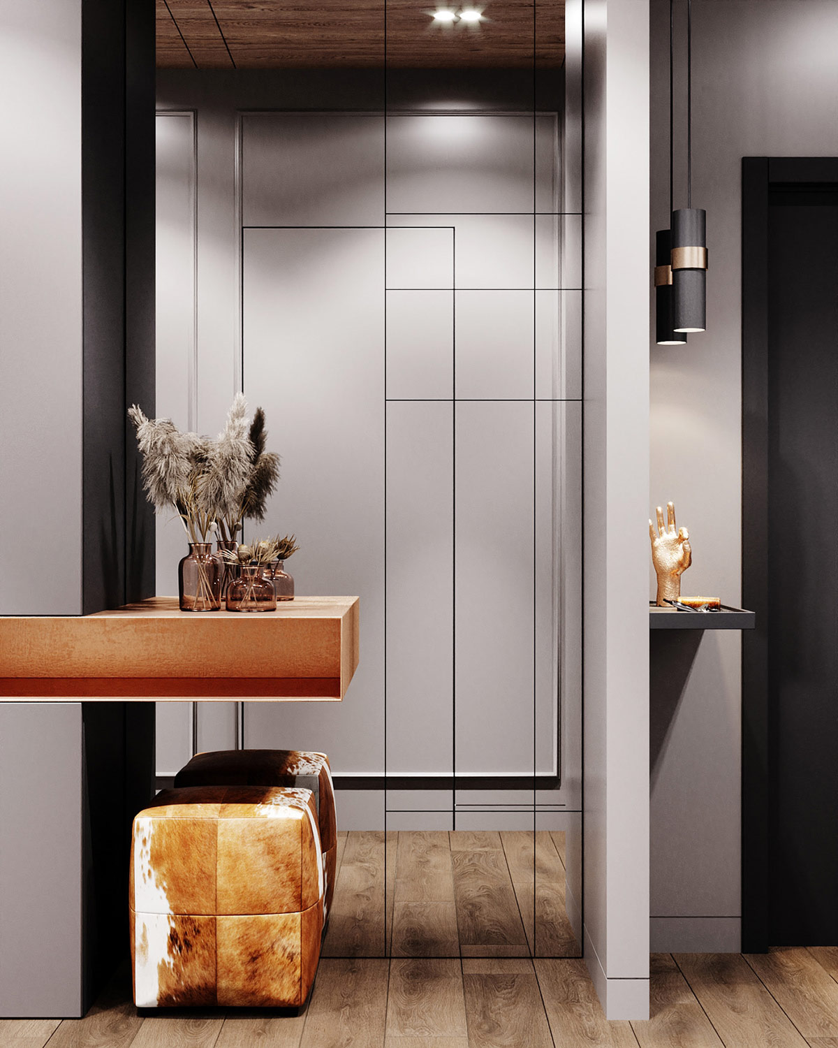 1675502747 447 dva sovremennyh dizayna doma s krasnym oranzhevym i zolotym